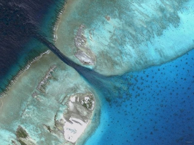 11- La passe de Mopelia vue de satellite 